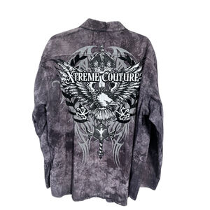 Xtreme Couture Men's Size XXL Western Button Down Shirt Eagle Tie Dye Country